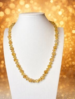 Stunning Citrine with AB Crystal Necklace – Artisan Handmade by Aprilsplace